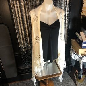 No Boundaries Bohemian sweater vest, white size large